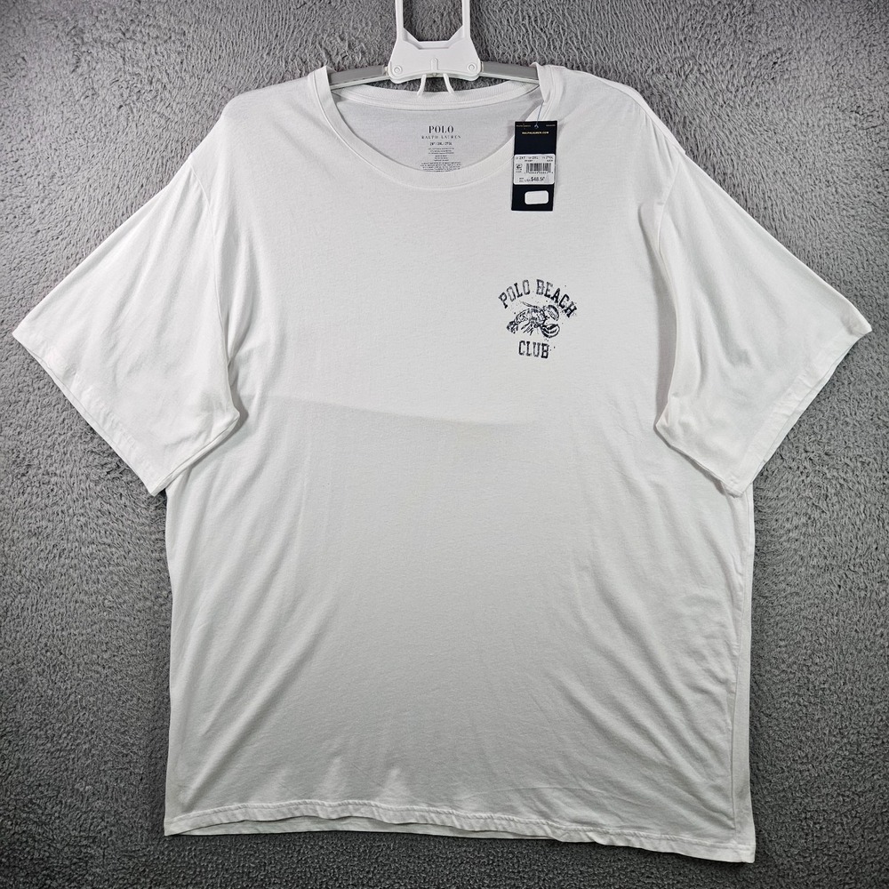 NEW Polo Ralph Lauren T-Shirt Men 2XT‎ Polo Beach Club White Lightweight